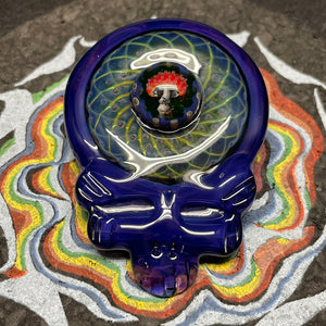 Katherman Glass Grateful Dead Blue Skull with Mushroom Millie Pendant
