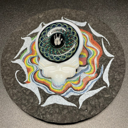 Paulie 2 Fingers Grateful White Skull with Jerry Garcia Millie Pendant