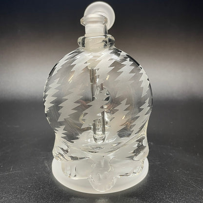 Paulie 2 Fingers Sandblasted Bolt All Over Print with Clear Neck Skull Bubbler