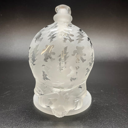 Paulie 2 Fingers Sandblasted Skull Dancing Bears & Bolts Bubbler with Clear Neck