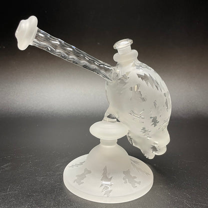 Paulie 2 Fingers Sandblasted Skull Dancing Bears & Bolts Bubbler with Clear Neck