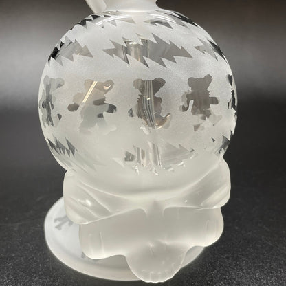 Paulie 2 Fingers Sandblasted Skull Dancing Bears & Bolts Bubbler with Frosted Neck