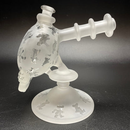 Paulie 2 Fingers Sandblasted Skull Dancing Bears Bubbler with Blasted Maria Neck