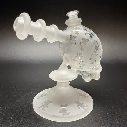 Paulie 2 Fingers Sandblasted Skull Dancing Bears Bubbler with Blasted Maria Neck