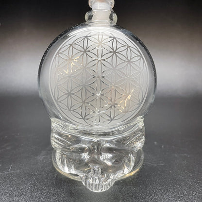 Paulie 2 Fingers Sandblasted Skull Sacred Geometry Bubbler