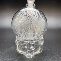 Katherman Glass Sandblasted Skull Sacred Geometry Bubbler