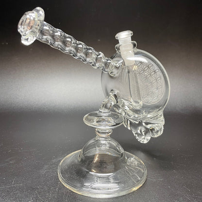Paulie 2 Fingers Sandblasted Skull Sacred Geometry Bubbler