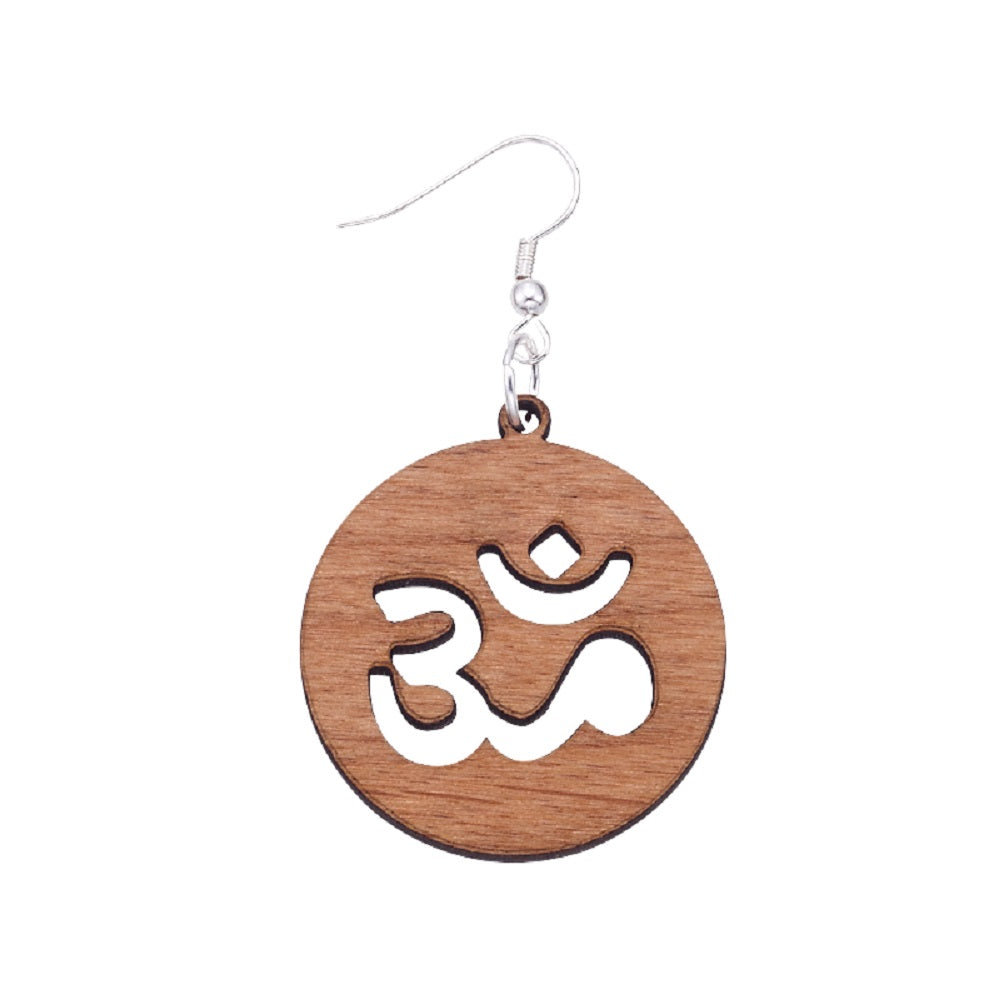 Laser Cut Wood Earrings - OM – Sunshine Daydream