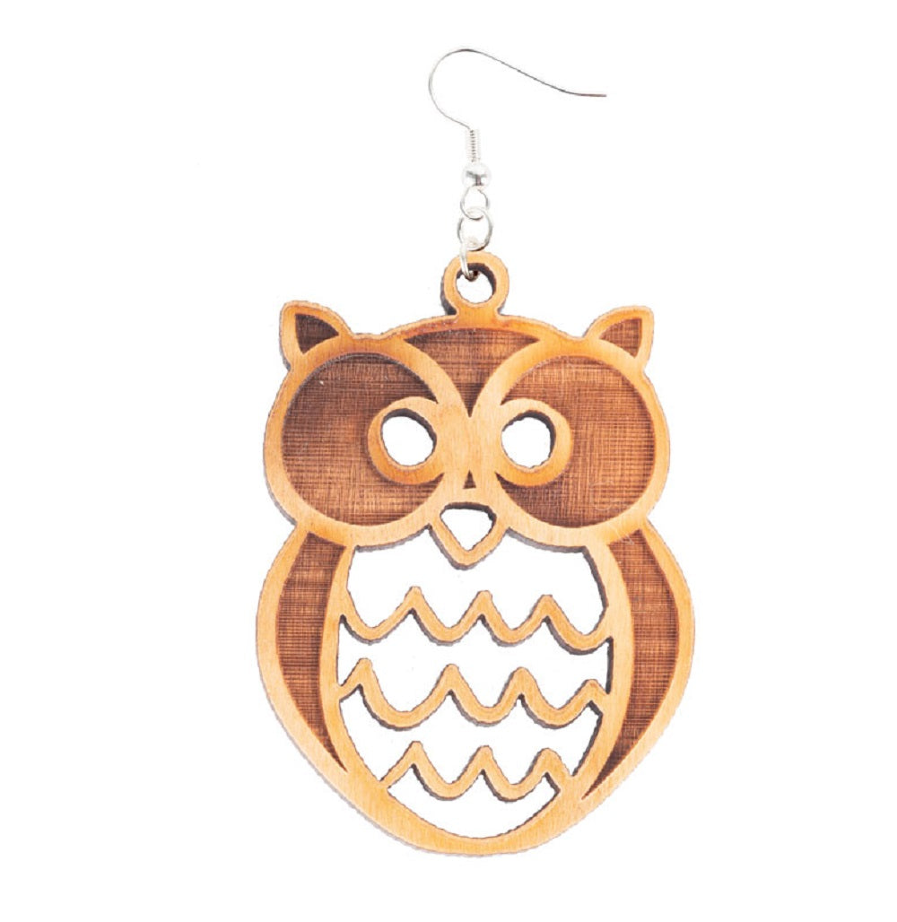 Laser Cut Wood Earrings - Owl