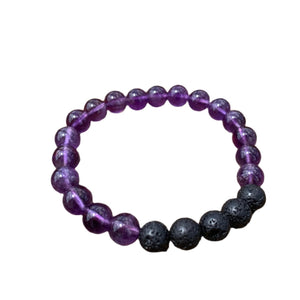 Lava Rock Amethyst Bracelet - 8mm