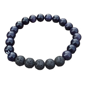Lava Rock Blue Goldstone Bracelet - 8mm