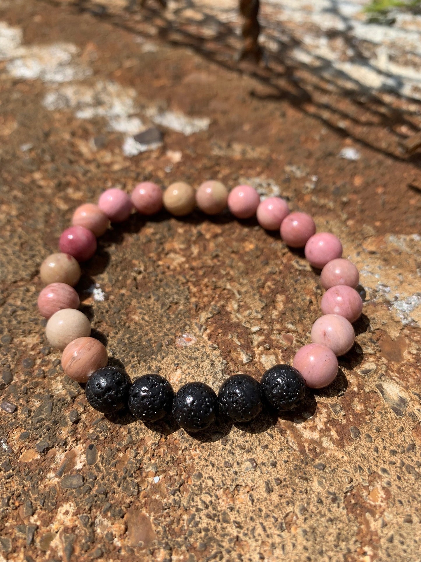 Lava Rock Rhodonite Bracelet - 8mm