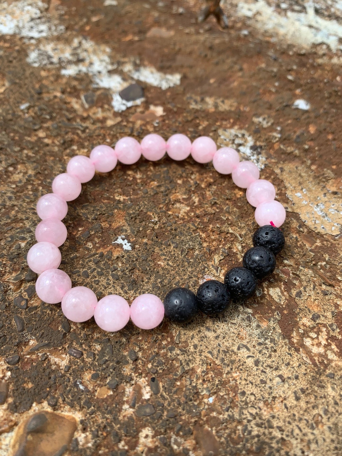 Lava Rock Rose Quartz Bracelet - 8mm