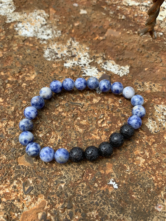 Lava Rock Sodalite Bracelet - 8mm