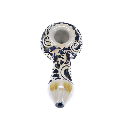 Liberty503 Glass Deep carve Reversal Cap Hand Pipe / Paisley