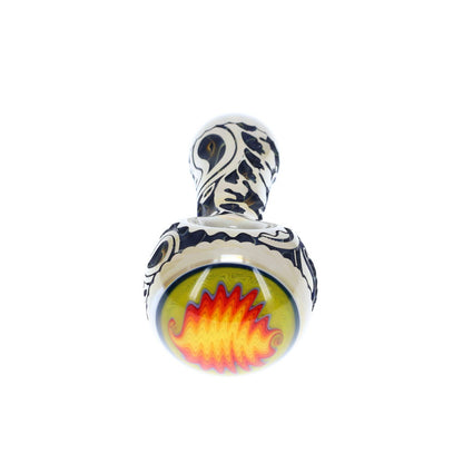 Liberty503 Glass Deep carve Reversal Cap Hand Pipe / Paisley