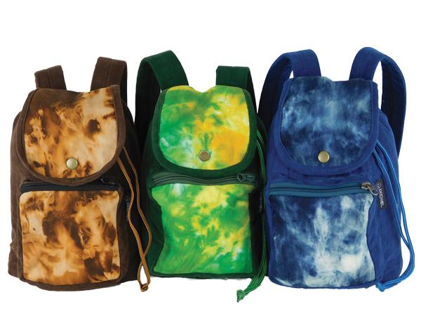 Mini Backpack in Tie Dyed Denim and Corduroy