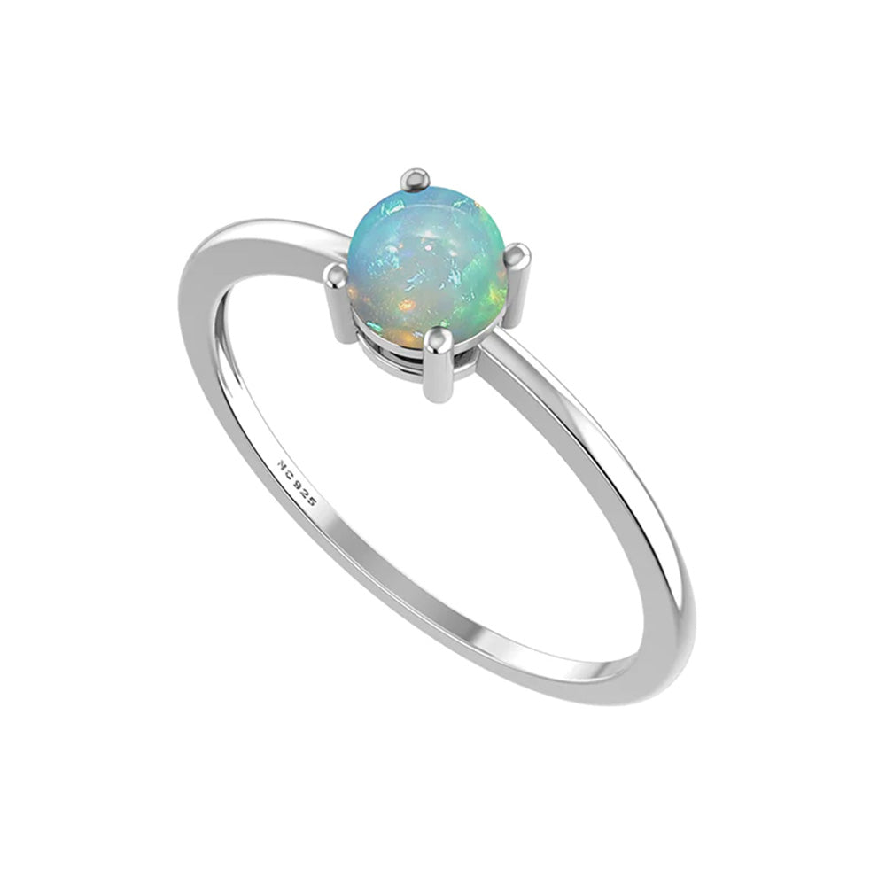 Natural Ethiopian Opal Ring - 925 Sterling Silver