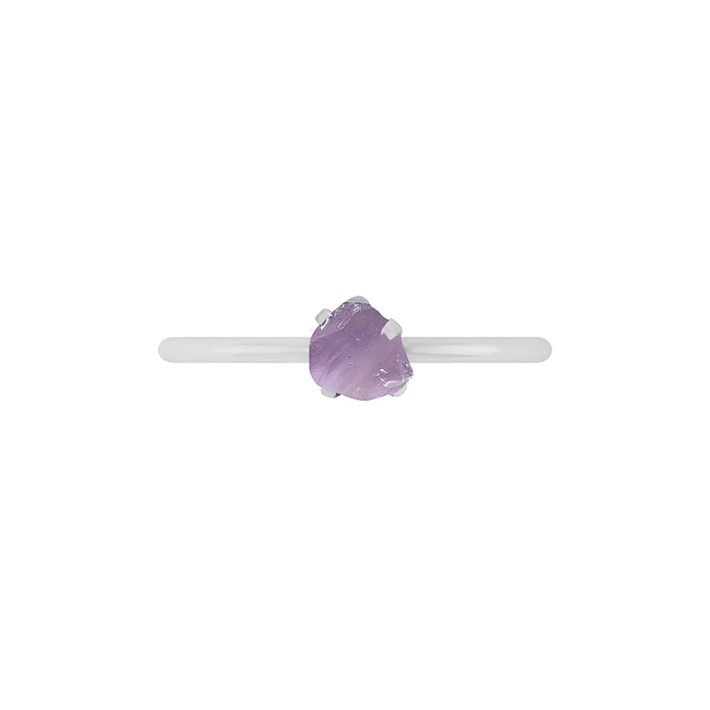 Natural Rough Amethyst Ring - 925 Sterling Silver