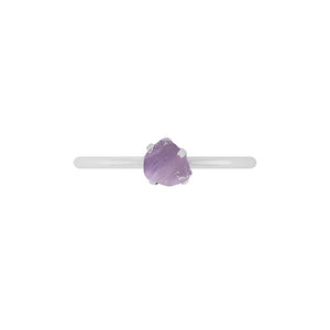 Natural Rough Amethyst Ring - 925 Sterling Silver