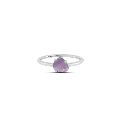 Natural Rough Amethyst Ring - 925 Sterling Silver