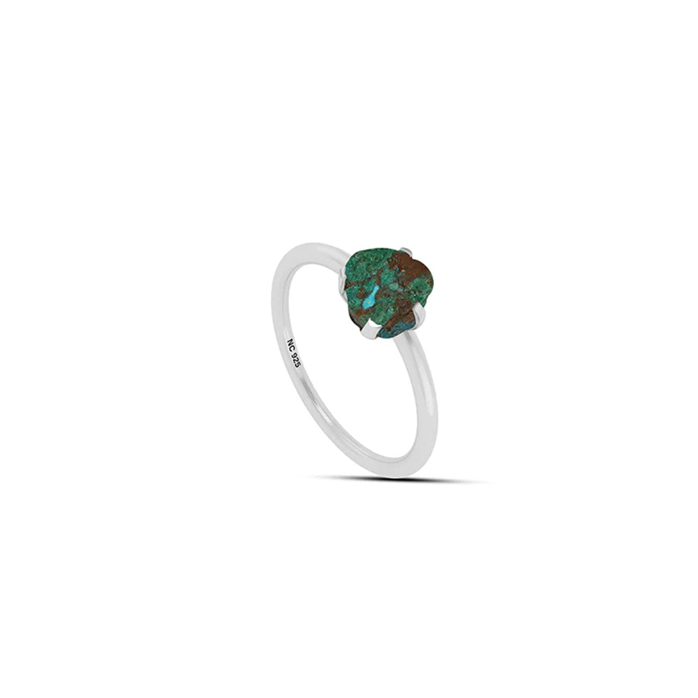 Natural Rough Chrysocolla Ring - 925 Sterling Silver