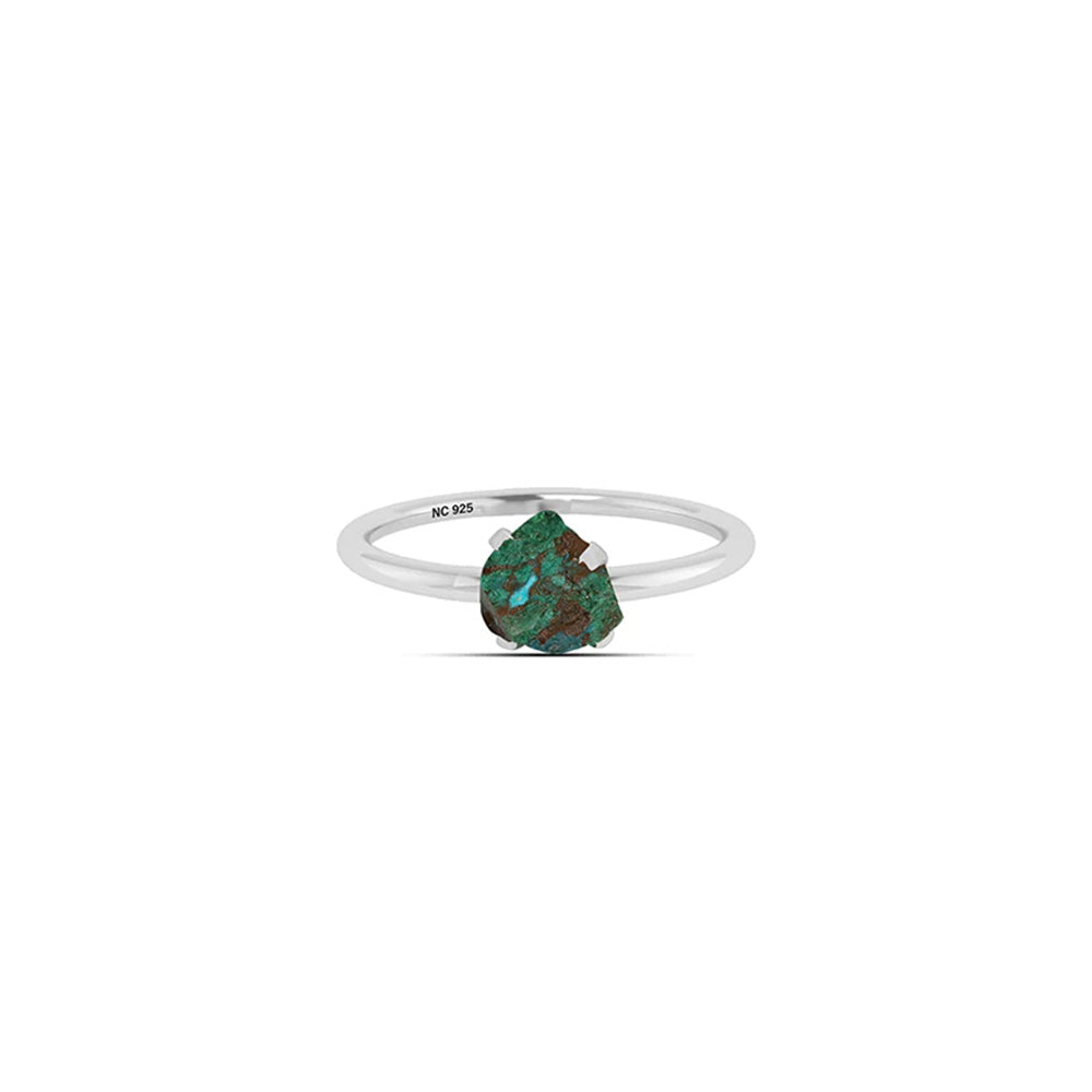 Natural Rough Chrysocolla Ring - 925 Sterling Silver