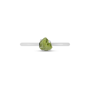 Natural Rough Peridot Ring - 925 Sterling Silver