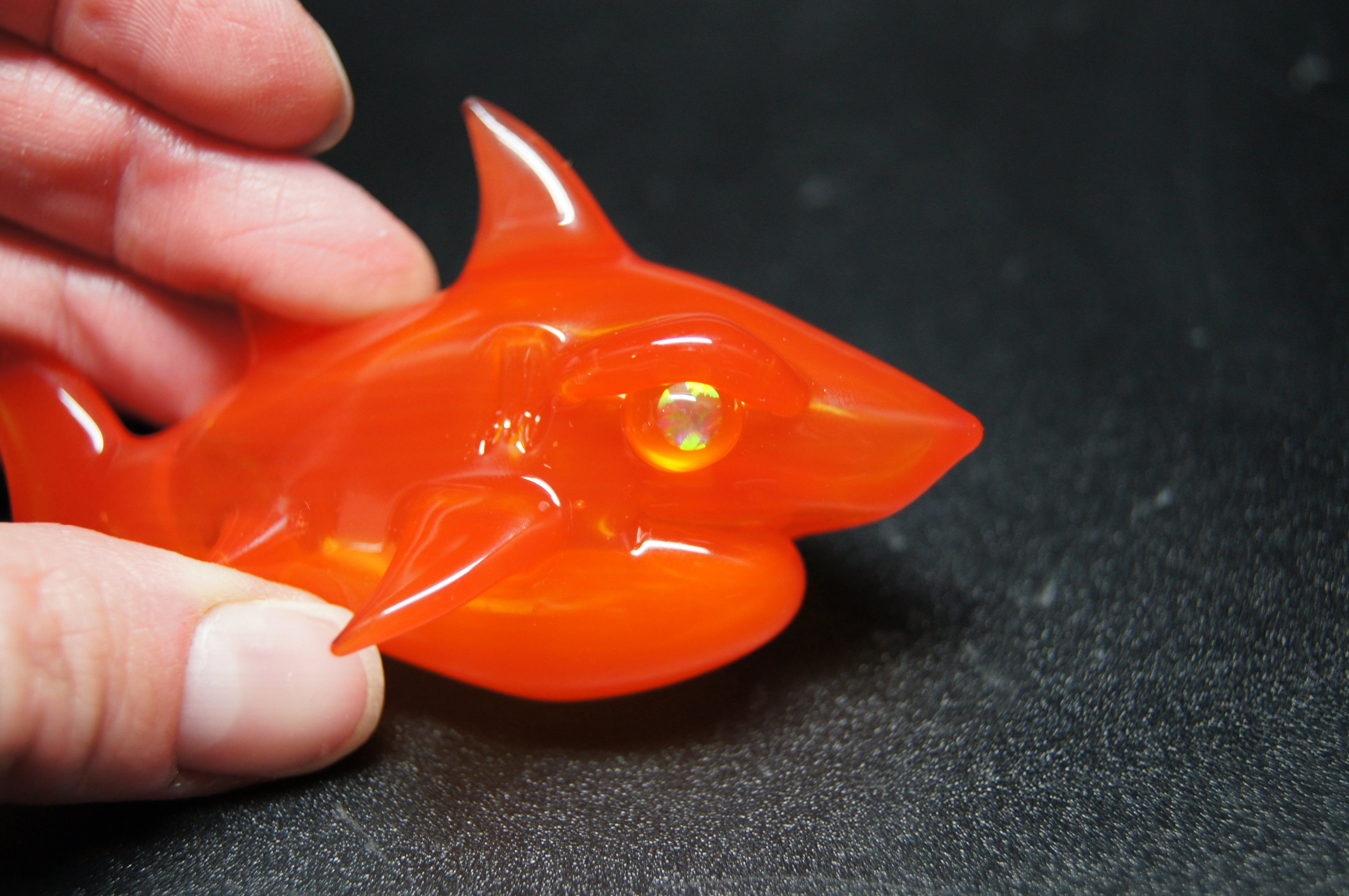 Niko Cray Glass Shark Pendant - Orange