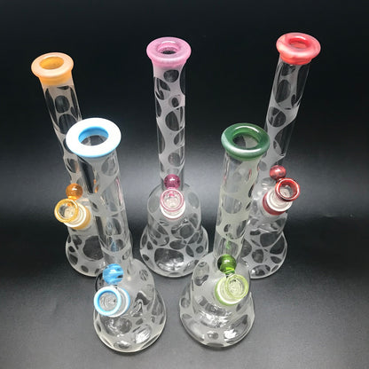 Oddball Glass Sandblasted Flower 26mm Tube with Color Accents SALE