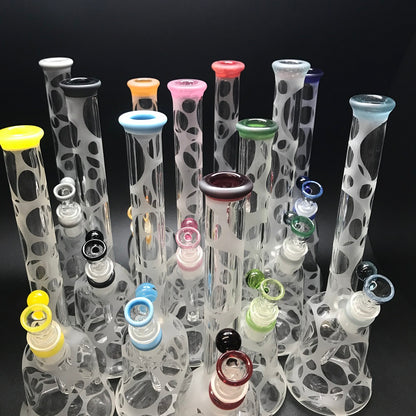 Oddball Glass Sandblasted Flower 26mm Tube with Color Accents SALE