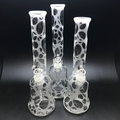 Oddball Glass Sandblasted Flower 38mm Tube with White Accents SALE