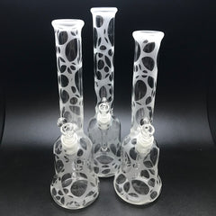 Oddball Glass Sandblasted Flower 38mm Tube with White Accents