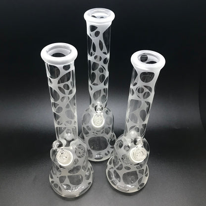 Oddball Glass Sandblasted Flower 38mm Tube with White Accents SALE