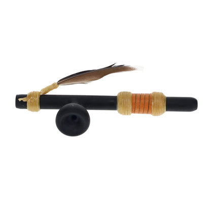 Owls Feather Glass Small Black Peace Pipe with Purple Feather