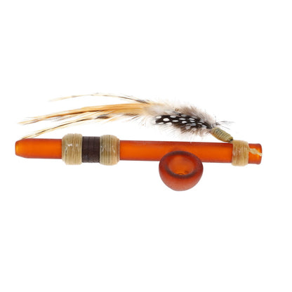 Owls Feather Glass Small Brown Peace Pipe with Dot Feather