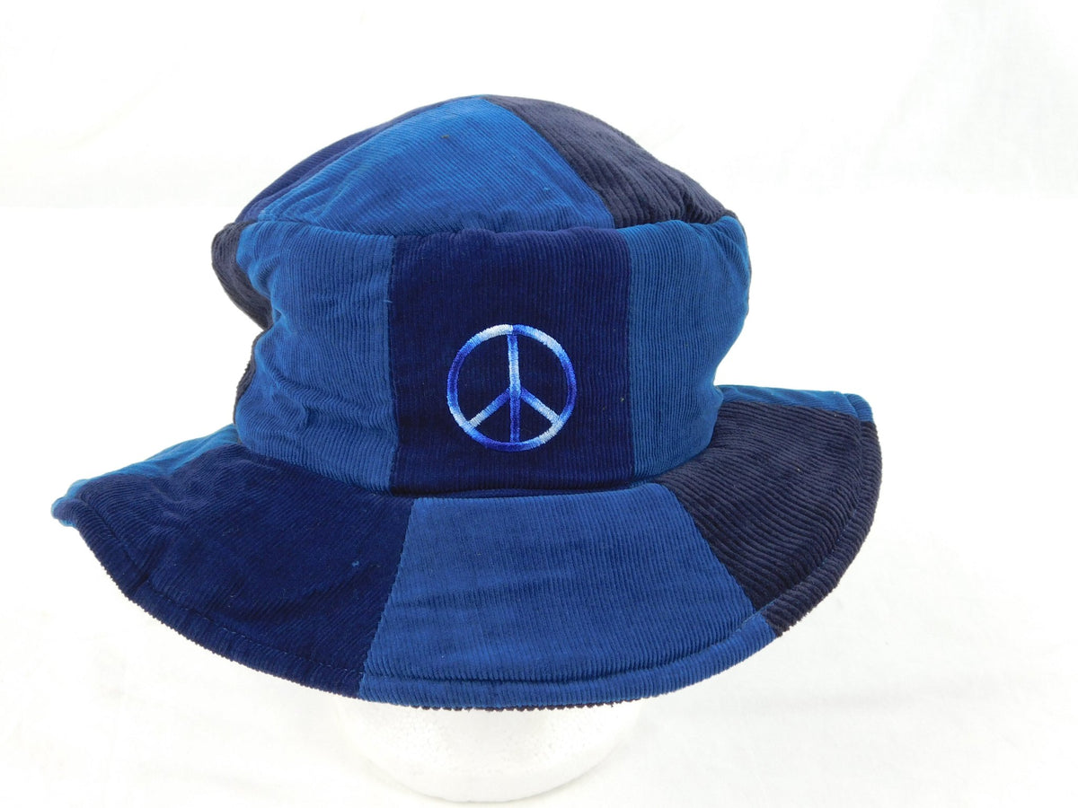 Ixchel Patchwork Floppy Hat with Peace Sign Embroidery 
