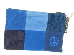Patchwork Zipper Coin Purse with Peace Sign - Large