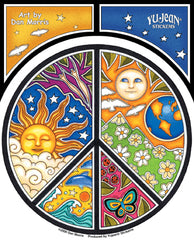 Dan Morris Peace Sign Sun & Moon Sticker
