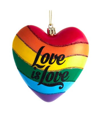 Pride Rainbow "Love Is Love" Heart Ornament
