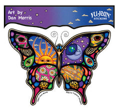 Dan Morris Psychedelic Sun Moon Butterfly Sticker