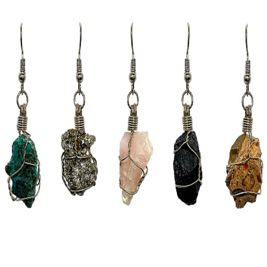 Raw Stone Wire Wrapped Earrings