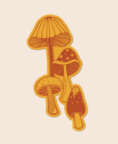 Soul Flower Retro Mushrooms Sticker
