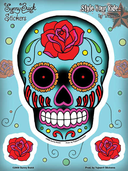 Sunny Buick Roses Sugar Skull Sticker Set