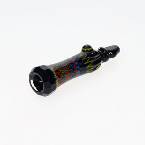 Rotational Science Glass Cold Worked & Faceted Peyote Stich Chillum #9 / BLK/CRSH