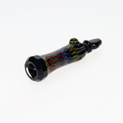 Rotational Science Glass Cold Worked & Faceted Peyote Stich Chillum #9 / BLK/CRSH