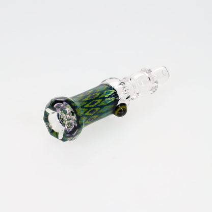 Rotational Science Glass Cold Worked & Faceted Peyote Stich Chillum #12 / CLR/CRSH