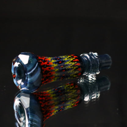 Rotational Science Glass Cold Worked & Faceted Peyote Stich Chillum #20 / MDBLUCRS