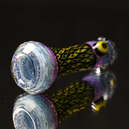 Rotational Science Glass Cold Worked & Faceted Peyote Stich Chillum 319 / FUM/PNK