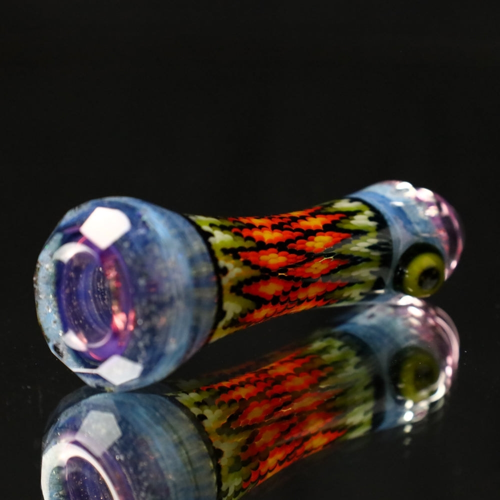 Rotational Science Glass Cold Worked & Faceted Peyote Stich Chillum #29 / FUM/CRSH
